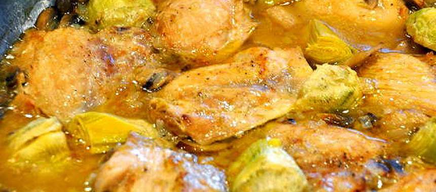 Αγκινάρες με κοτόπουλο - συνταγές μαγειρικής - κοτόπουλο