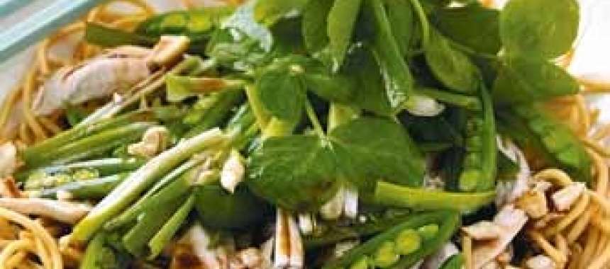 Σαλάτα με noodles, κοτόπουλο και αρακά - www.sidages.gr