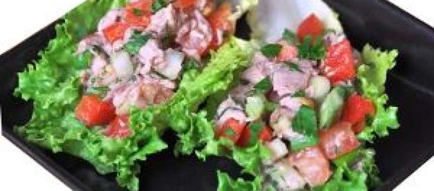 Σαλάτα πράσινη με τόνο και σάλτσα μουστάρδας - www.sidages.gr